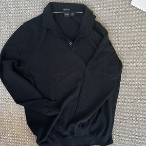 NWOT Hugo Boss collared Sweater XL Black